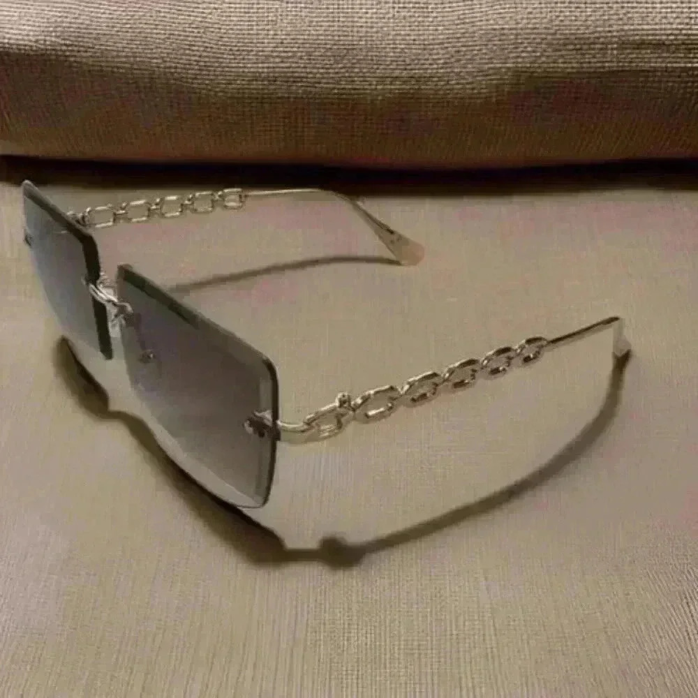 Brown Tinted Rectangle Sunglasses - Picture 2 of 3